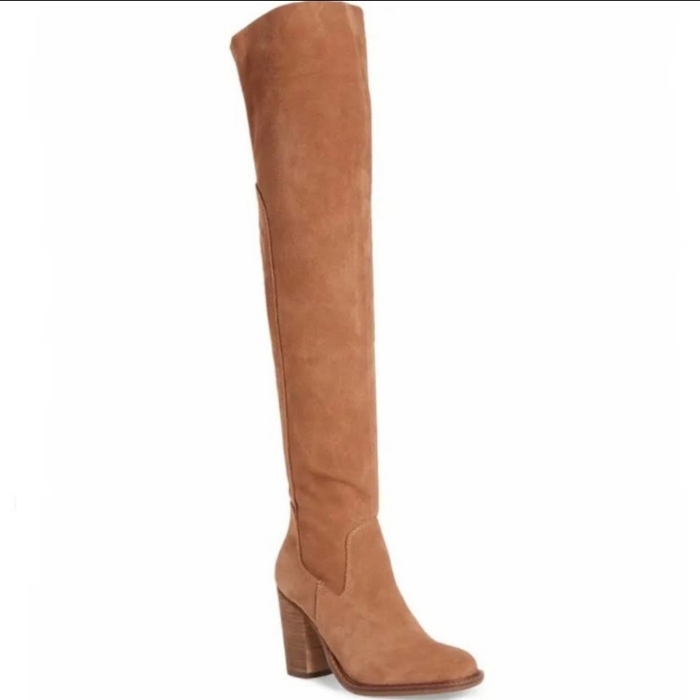 Kelsi Dagger Brooklyn Logan Over the Knee Suede Heeled Boots Size 11W NWT
